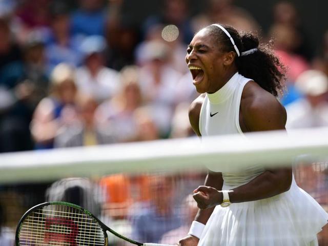 Serena Williams celebrates winning a point. (AFP)