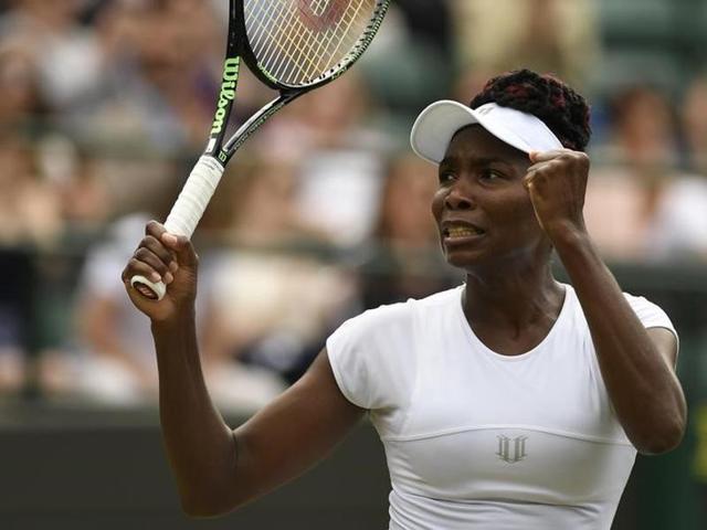 Venus Williams celebrates winning her quarterfinal against Kazakhstan's Yaroslava Shvedova. (Reuters)