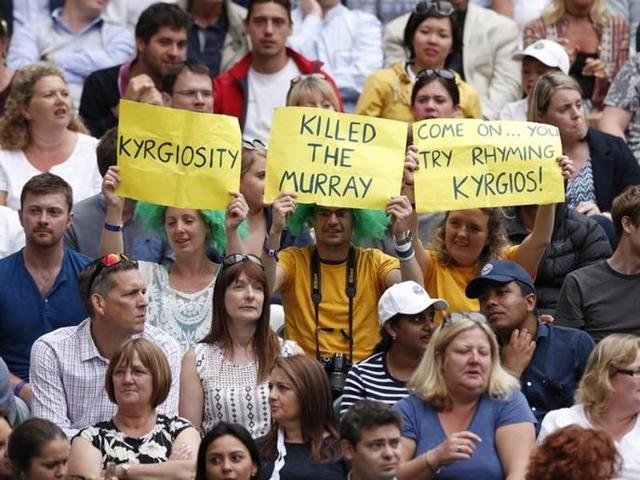 Fans of Australia's Nick Kyrgios during his match against Andy Murray. (Reuters Photo) Fans of Australia's Nick Kyrgios during his match against Andy Murray. (Reuters Photo)