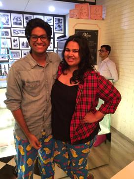 Pooja Dhingra (right) with a guest at Le 15 Patiserrie’s Pjyama Night Pooja Dhingra (right) with a guest at Le 15 Patiserrie’s Pjyama Night