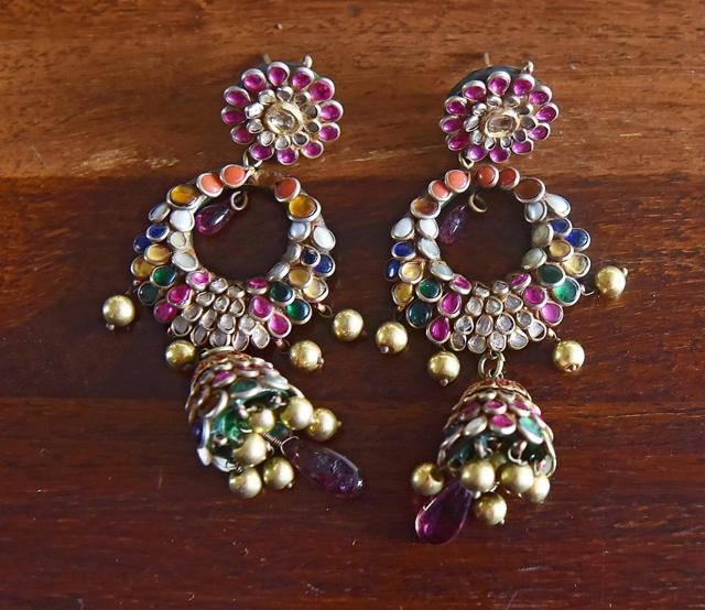A pair of earrings from Dugal’s collection (Photo: Vidya Subramanian/HT)