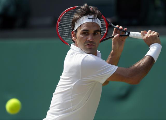 Federer sealed the third set with a perfect backhand down the line. (AP) Federer sealed the third set with a perfect backhand down the line. (AP)