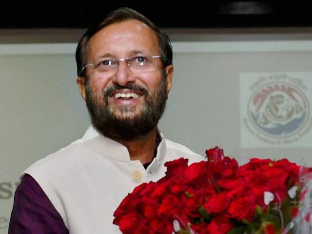 New HRD Minister Prakash Javadekar is greeted by an official after he handed over the charge of Environment Ministry to Anil Madhav Dave at Paryavaran Bhawan in New Delhi. (PTI Photo) New HRD Minister Prakash Javadekar is greeted by an official after he handed over the charge of Environment Ministry to Anil Madhav Dave at Paryavaran Bhawan in New Delhi. (PTI Photo)