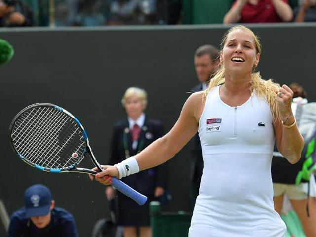 Slovakia's Dominika Cibulkova celebrates a point against Russia's Elena Vesnina during their women's singles quarter-final match. (AFP Photo) Slovakia's Dominika Cibulkova celebrates a point against Russia's Elena Vesnina during their women's singles quarter-final match. (AFP Photo)