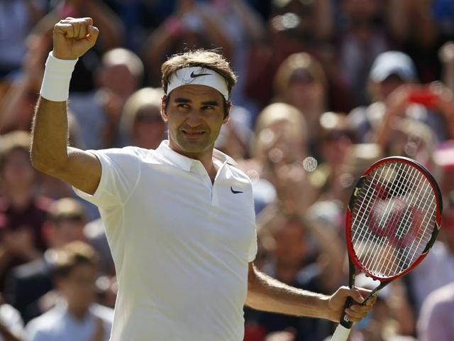 Federer celebrates his win over Marin Cilic. (AFP) Federer celebrates his win over Marin Cilic. (AFP)