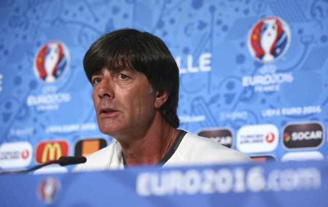 Handout image provided by Uefa shows Germany's head coach Joachim Loew during the Germany press conference at Stade Velodrome in Marseille. (AFP Photo) Handout image provided by Uefa shows Germany's head coach Joachim Loew during the Germany press conference at Stade Velodrome in Marseille. (AFP Photo)