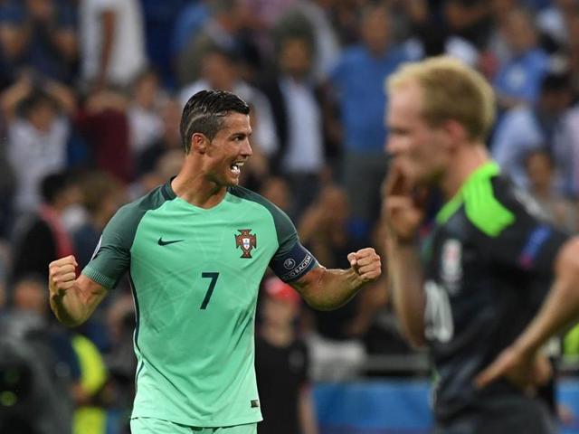 Ronaldo (left) celebrates at the end of the Euro 2016 semifinal football match against Wales. (AFP Photo) Ronaldo (left) celebrates at the end of the Euro 2016 semifinal football match against Wales. (AFP Photo)