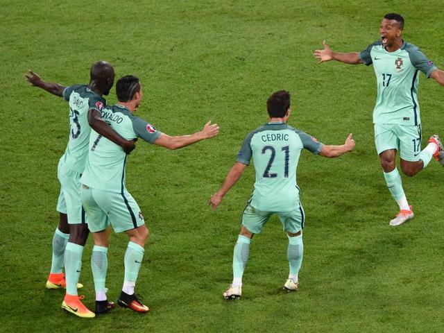 Nani (right) celebrates scoring a goal with team mates during the Euro 2016 semifinal against Wales. (AFP Photo) Nani (right) celebrates scoring a goal with team mates during the Euro 2016 semifinal against Wales. (AFP Photo)