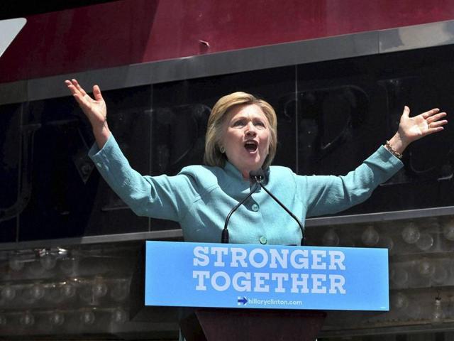 US Democratic presidential candidate Hillary Clinton delivers a campaign speech in Atlantic City, New Jersey, on Wednesday. (Reuters) US Democratic presidential candidate Hillary Clinton delivers a campaign speech in Atlantic City, New Jersey, on Wednesday. (Reuters)