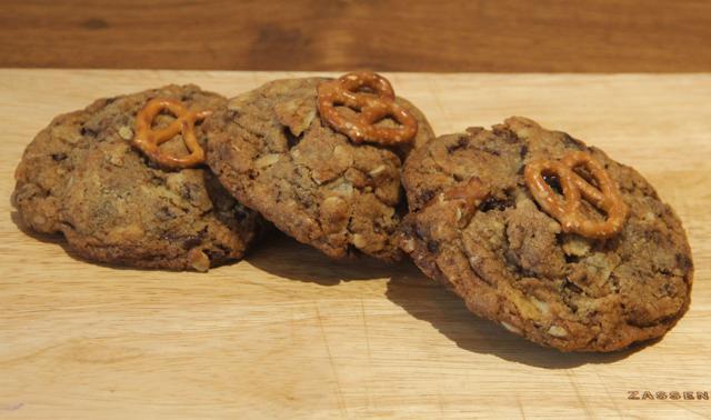 The chipzel is an unusual combination of salty chips, savoury pretzels, and chocolate chunks. (Bhushan Koyande/HT Photo)