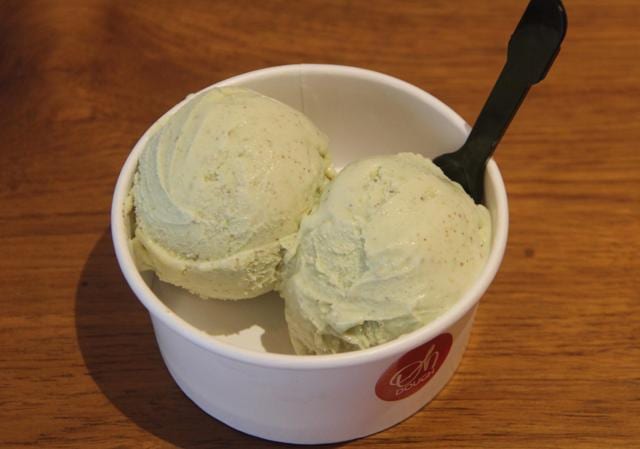 The pistachio black truffle ice cream has a toasty, buttery, wet earth smell and pairs well with a warm crumbly cookie. (Bhushan Koyande/HT Photo)