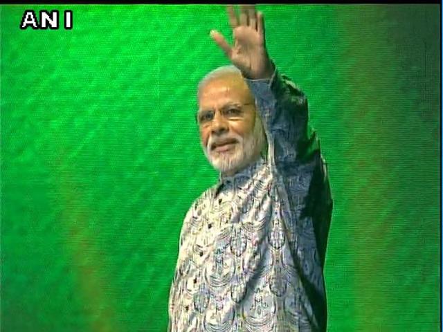 Prime Minister Modi addresses Indian community in Johannesburg. (ANI Photo) Prime Minister Modi addresses Indian community in Johannesburg. (ANI Photo)