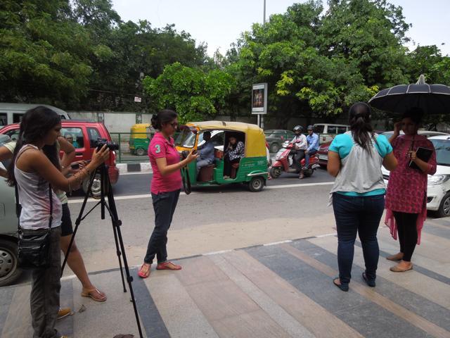 Members of Glass Eye during a film shoot. (Glass Eye)