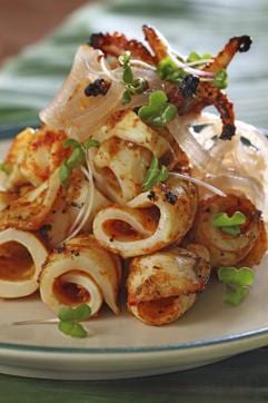 Floyd Cardoz’s charcoal-grilled chilli calamari (Sanjay Ramchandran) Floyd Cardoz’s charcoal-grilled chilli calamari (Sanjay Ramchandran)