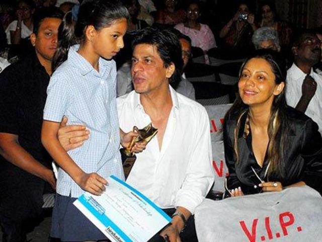 Shah Rukh and Gauri Khan with daughter Suhana. (HT Photo) Shah Rukh and Gauri Khan with daughter Suhana. (HT Photo)