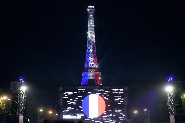 The Eiffel Tower is lit with the colours of the French national flag after France won the Euro 2016 semifinal. (AFP Photo) The Eiffel Tower is lit with the colours of the French national flag after France won the Euro 2016 semifinal. (AFP Photo)