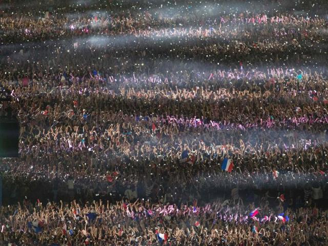 An aerial picture shows France's supporters celebrating after France won the Euro 2016 semifinal football match. (AFP Photo) An aerial picture shows France's supporters celebrating after France won the Euro 2016 semifinal football match. (AFP Photo)