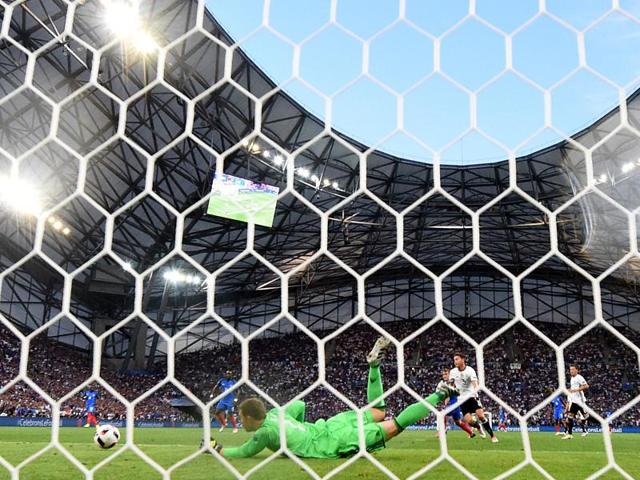 Germany's goalkeeper Manuel Neuer blocks a shot on goal during the Euro 2016 semifinal football match between Germany and France at the Stade Velodrome in Marseille. (AFP Photo) Germany's goalkeeper Manuel Neuer blocks a shot on goal during the Euro 2016 semifinal football match between Germany and France at the Stade Velodrome in Marseille. (AFP Photo)