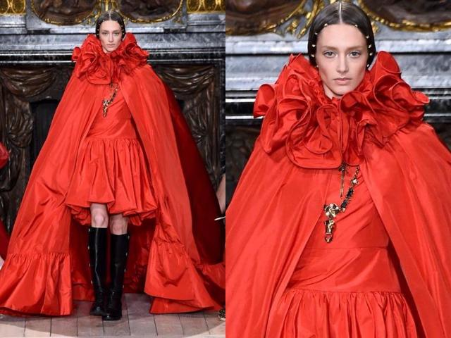 Valentino: The Italian fashion house marked the 400th anniversary of the death of William Shakespeare in its own unique way, with an Elizabethan-inspired collection. Check out this dress with ruffle neck and oversized cape. (AFP) Valentino: The Italian fashion house marked the 400th anniversary of the death of William Shakespeare in its own unique way, with an Elizabethan-inspired collection. Check out this dress with ruffle neck and oversized cape. (AFP)