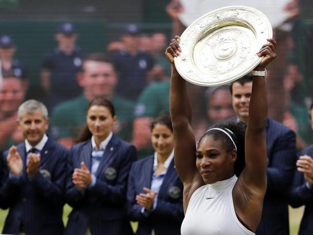 Serena Williams falls to the ground in celebration of her win. (REUTERS) Serena Williams falls to the ground in celebration of her win. (REUTERS)
