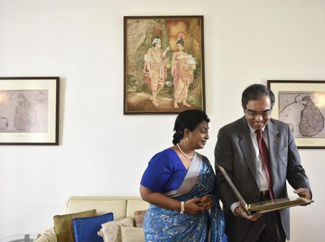 Krishanthi Weerakoon, wife of the Sri Lanka's current High commissioner to India, Esala Weerakoon was born in India when her father was serving as the High Commissioner to India.(Saumya Khandelwal/HT Photo)