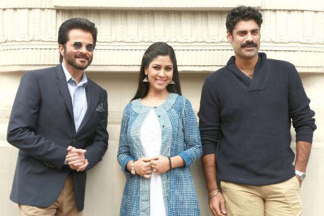 Anil Kapoor, Sakshi Tanwar and Sikandar Kher strike at the press meet for the second season of serial 24, in New Delhi on July 8. (IANS) Anil Kapoor, Sakshi Tanwar and Sikandar Kher strike at the press meet for the second season of serial 24, in New Delhi on July 8. (IANS)