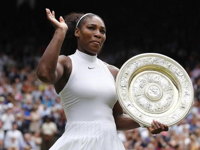 Serena Williams of the US celebrates with the Venus Rosewater Dish, the championship trophy, after defeating Germany's Angelique Kerber to win the ladies’ singles final at Wimbledon on July 9, 2016. (Reuters) Serena Williams of the US celebrates with the Venus Rosewater Dish, the championship trophy, after defeating Germany's Angelique Kerber to win the ladies’ singles final at Wimbledon on July 9, 2016. (Reuters)