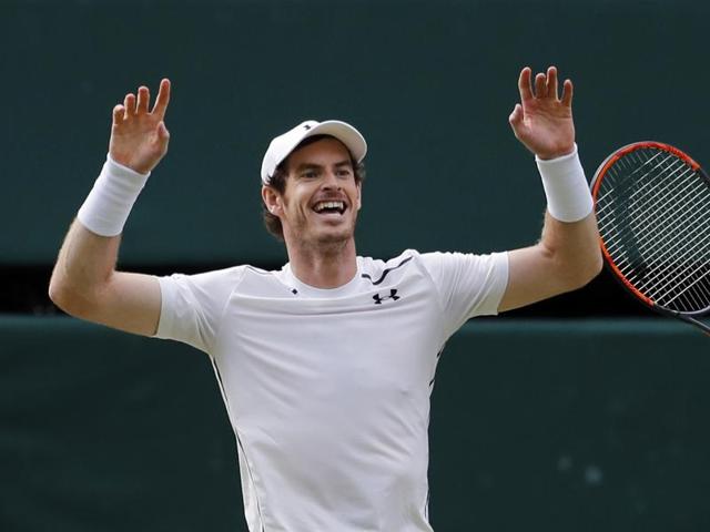 Murray drops his racquet after the final point. (AP)