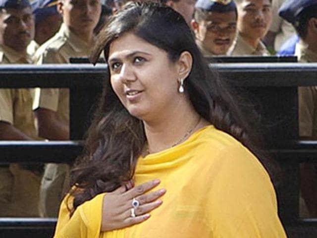File photo of Maharashtra minister Pankaja Munde at Vidhan Bhavan in Mumbai. (Kalpak Pathak/HT File Photo) File photo of Maharashtra minister Pankaja Munde at Vidhan Bhavan in Mumbai. (Kalpak Pathak/HT File Photo)
