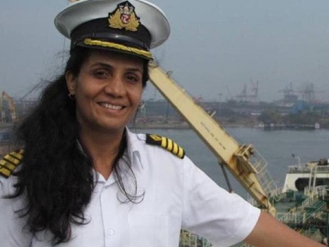 Radhika Menon is the first woman captain of the Indian Merchant Navy to receive a bravery award.(Photo credit: Meenakshi Lekhi’ s Twitter handle)