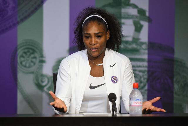 US player Serena Williams gives a press conference after winning the women's singles final during the 2016 Wimbledon Championships tennis tournament on July 9, 2016. (AFP) US player Serena Williams gives a press conference after winning the women's singles final during the 2016 Wimbledon Championships tennis tournament on July 9, 2016. (AFP)