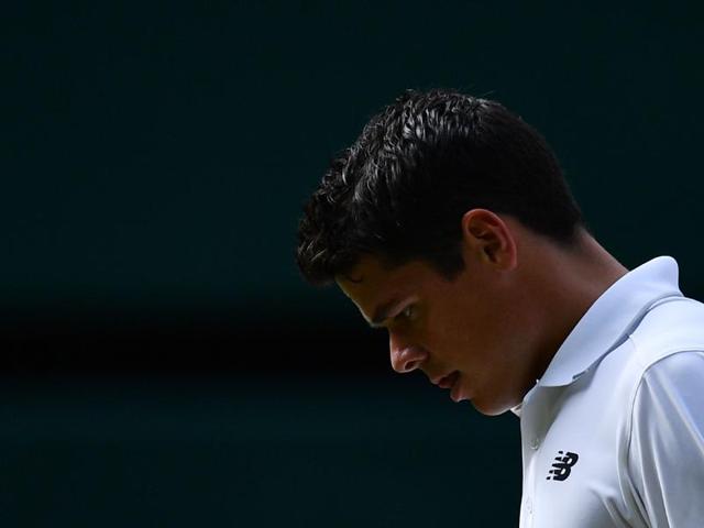 Raonic looks downcast after losing a point. (AFP)
