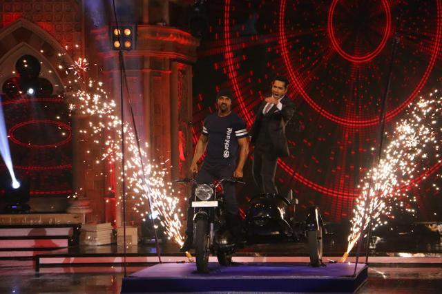 Varun Dhawan and John Abraham visited the sets of India’s Got Talent to promote their upcoming film Dishoom. (COLORS) Varun Dhawan and John Abraham visited the sets of India’s Got Talent to promote their upcoming film Dishoom. (COLORS)