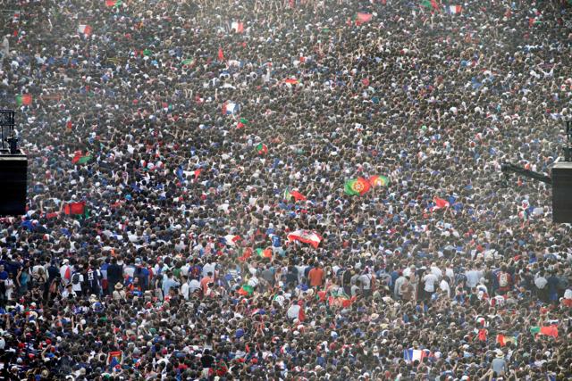 An aerial picture shows France supporters cheering during the Euro 2016 final. (AFP Photo)