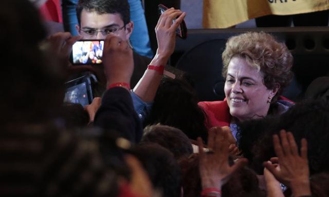 Brazilian suspended President Dilma Rousseff participates in a rally of women in defense of democracy in Sao Paulo, Brazil. (AFP PHOTO) Brazilian suspended President Dilma Rousseff participates in a rally of women in defense of democracy in Sao Paulo, Brazil. (AFP PHOTO)