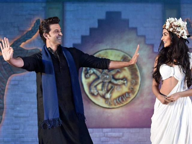 Bollywood actor Hritihk Roshan serenades Pooja Hegde during a promotional event of the movie Mohenjo Daro in Mumbai. (PTI) Bollywood actor Hritihk Roshan serenades Pooja Hegde during a promotional event of the movie Mohenjo Daro in Mumbai. (PTI)