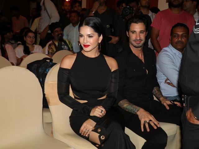 Sunny Leone and husband Daniel Weber during at the event in Mumbai. (IANS) Sunny Leone and husband Daniel Weber during at the event in Mumbai. (IANS)