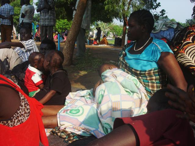 This handout image provided by the UNMISS (United Nation Mission in South Sudan) on July 11, 2016 shows some of the at least 3000 displaced women, men and children taking shelter at the UN compound in Tomping area in Juba. (AFP)