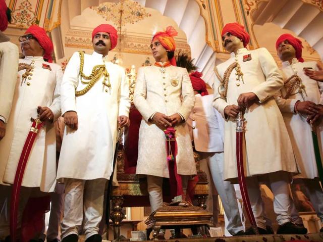 Padmanabh Singh at his 18th birthday celebration at the City Palace in Jaipur. (Himanshu Vyas/HT Photo) 