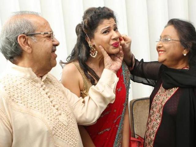 It was earlier reported that Sambhavana’s parents were against the match. But they clarified that they never had any problems with her choice. “He is a very sweet guy. It was just media writing that we are not in favour of the match. If we weren’t happy, why would we be here?” Sambhavna’s mother told HT. (Manoj Verma/HT Photo)