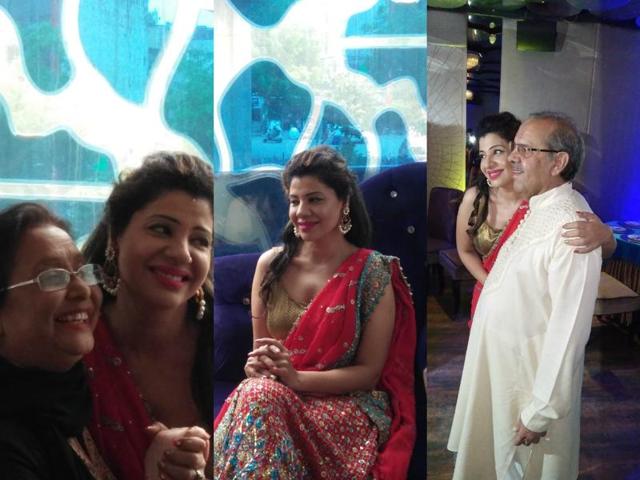 Actor-dancer Sambhavna Seth who will tie the knot on Thursday, had her mehendi ceremony on Wednesday. Checkout the first pictures from the event. (Anmol Arora/HT)