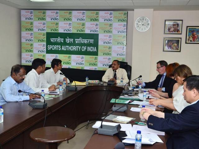 National Anti-Doping Agency director general Navin Agarwal (centre) addresses a meeting at the agency headquarters in Delhi (http://www.nada.nic.in/) National Anti-Doping Agency director general Navin Agarwal (centre) addresses a meeting at the agency headquarters in Delhi (http://www.nada.nic.in/)