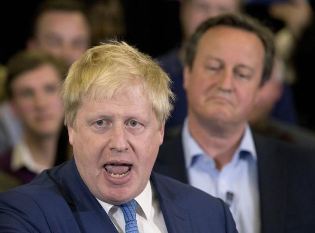 Britain's Prime Minister David Cameron (background) as mayor of London Boris Johnson speaks at a mayoral election campaign rally. (AP File Photo)