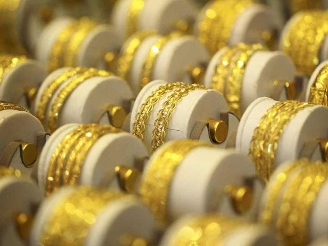 Gold jewellery is displayed in a shop. (HT Archive) Gold jewellery is displayed in a shop. (HT Archive)