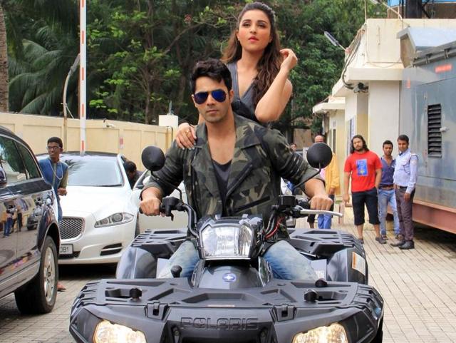 Actors Varun Dhawan and Parineeti Chopra arrive in style for the launch of their song ‘Jaaneman Aah’ from film Dishoom in Mumbai on Tuesday. (IANS)