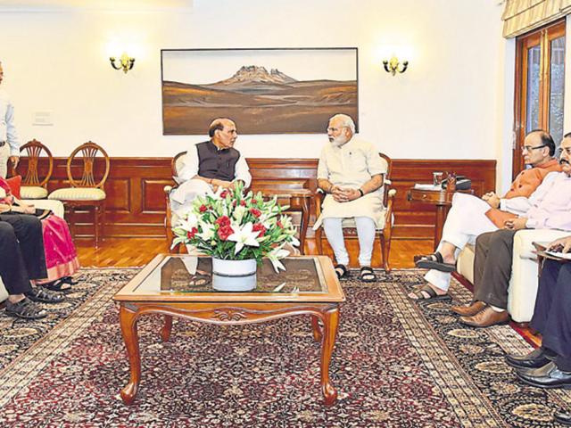 Prime Minister Narendra Modi held a meeting to take stock of the unrest in the state. Political observers blame PDP’s alliance with BJP for the deteriorating law and order situation in the Valley. (PIB) Prime Minister Narendra Modi held a meeting to take stock of the unrest in the state. Political observers blame PDP’s alliance with BJP for the deteriorating law and order situation in the Valley. (PIB)