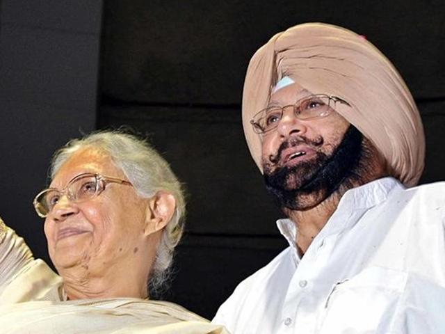 Congress leaders Sheila Dikshit and Capt Amarinder Singh.(HT File Photo)