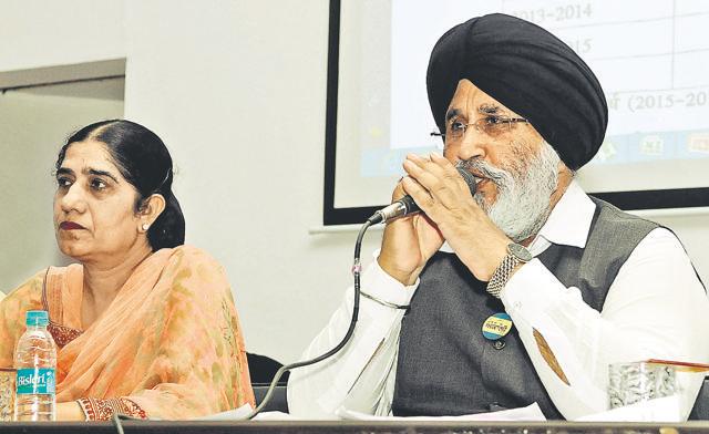Daljit Singh Cheema (right) at PSEB headquarters in SAS Nagar on Wednesday. (Keshav Singh/HT) Daljit Singh Cheema (right) at PSEB headquarters in SAS Nagar on Wednesday. (Keshav Singh/HT)