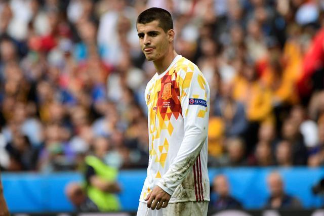 Spain's forward Alvaro Morata reacts during the Euro 2016 round of 16 football match. (AFP Photo) Spain's forward Alvaro Morata reacts during the Euro 2016 round of 16 football match. (AFP Photo)
