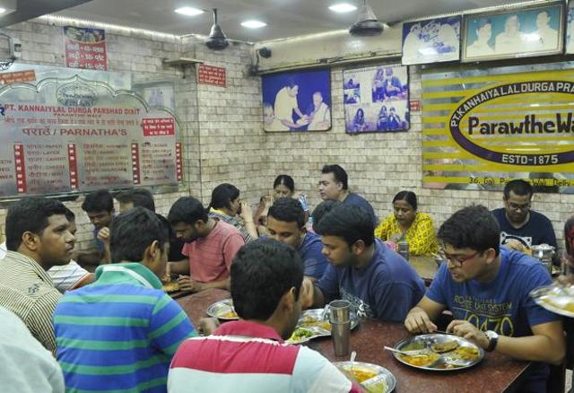 An establishment in New Delhi’s famous Parathewali Galli. (HT File Photo)